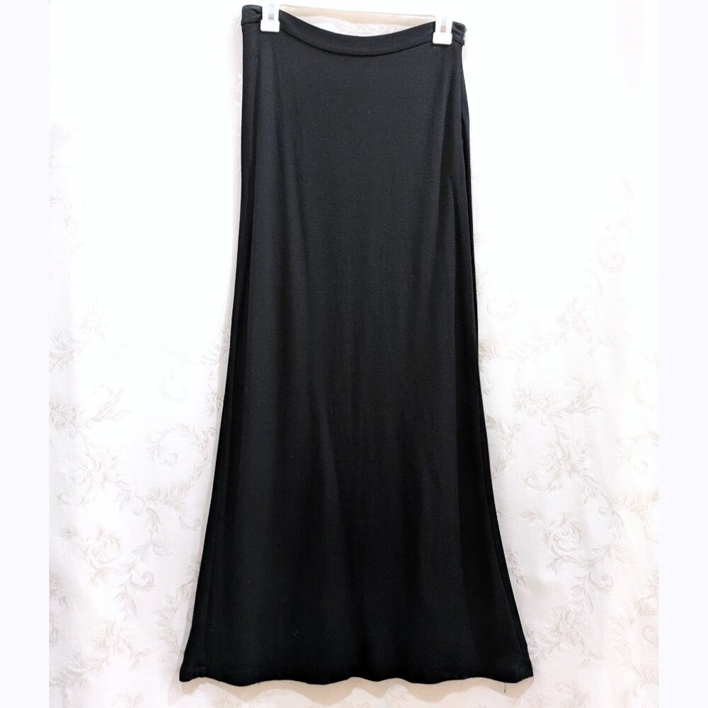 Vintage 90s Maxi Skirt Black Full Length Soft Modest Gothic Witchy Dark Academia